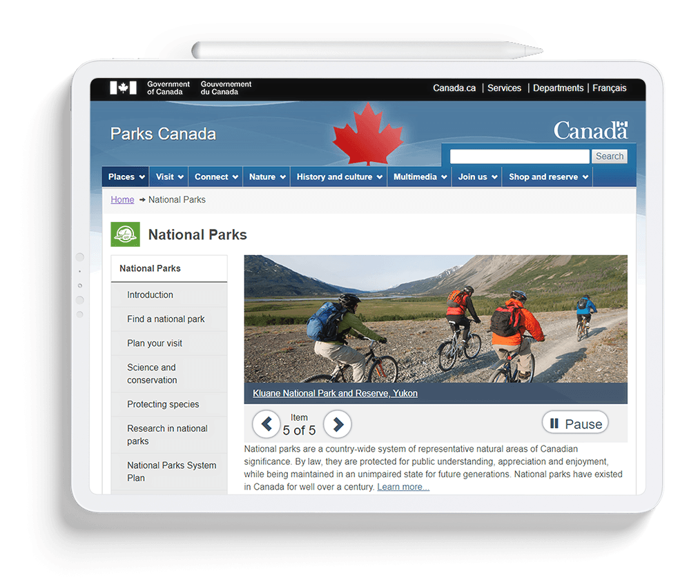 Parks Canada Tablet